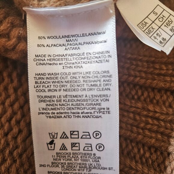$348 Brooks Brothers Alpaca Wool Fair Isle Sweater Brown Multi Women’s SZ Small - Picture 10 of 12